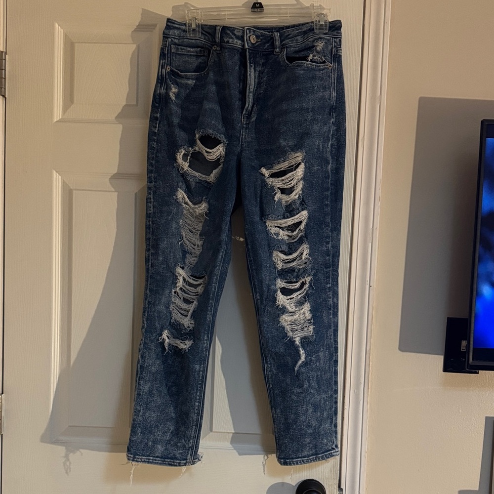 American Eagle Outfitters Ripped Blue Boyfriend Jeans